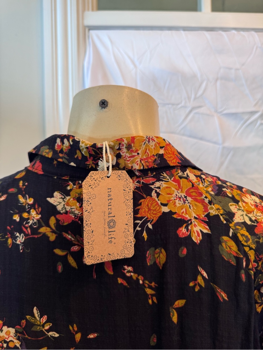NATURAL LIFE Black Floral Button-Front Maxi Dress - Picture 4 of 4